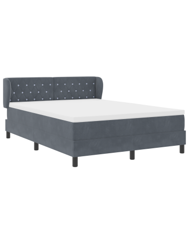 Letto a molle con materasso Grigio scuro 160 x 200 cm Velluto