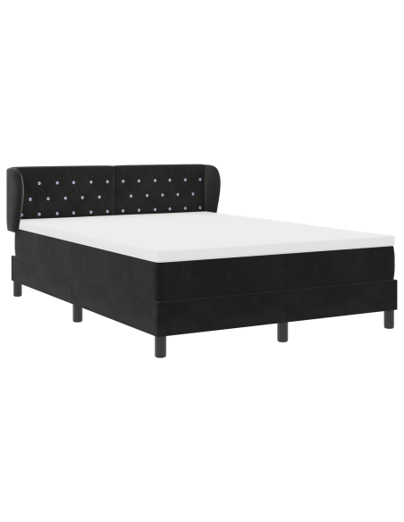 Letto con Box Spring e Materasso Nero 160x200 cm in Velluto