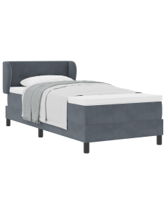 Letto a molle con materasso Grigio scuro 100 x 200 cm Velluto