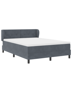 Letto a molle con materasso Grigio scuro 140 x 190 cm Velluto