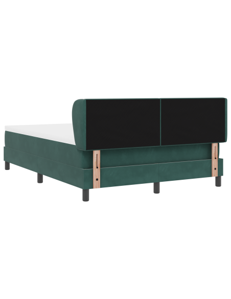 Letto a molle con testiera Verde scuro 140 x 190 cm Velluto