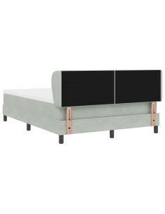 Letto a molle con materasso Grigio chiaro 140 x 200 cm Velluto