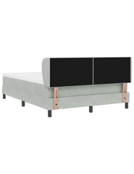 Letto Box Spring con Materasso Grigio Chiaro 140x200 cm Velluto