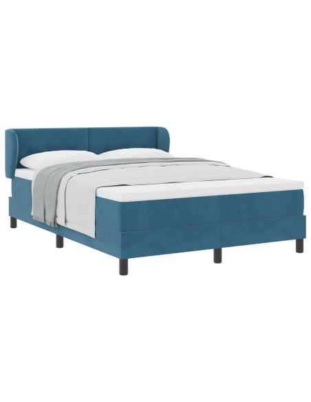 Letto con Box Spring e Materasso Blu Scuro 160x200 cm Velluto