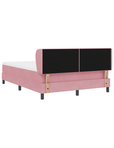 Letto a molle con materasso Rosa 160 x 200 cm Velluto