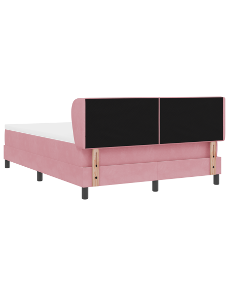 Letto a molle con materasso Rosa 160 x 200 cm Velluto
