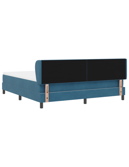 Letto Box Spring con Materasso Blu Scuro 180x200 cm in Velluto