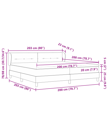 Letto a molle con materasso Grigio chiaro 200 x 200 cm Velluto