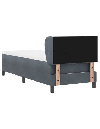 Letto a molle con materasso Grigio scuro 80 x 200 cm Velluto