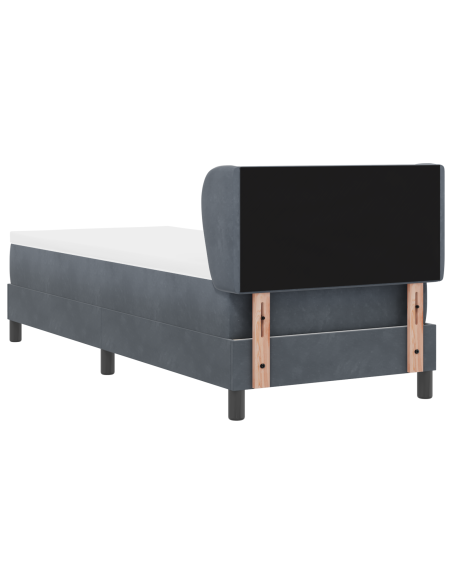 Letto a molle con materasso Grigio scuro 80 x 200 cm Velluto