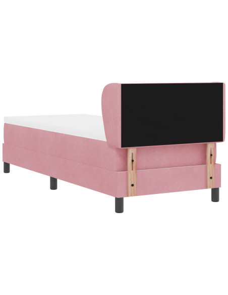Letto a Molle con Materasso Rosa 80x200 cm in Velluto