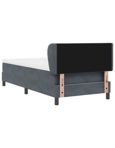 Letto Box Spring con Materasso Grigio Scuro 90x190 cm in Velluto