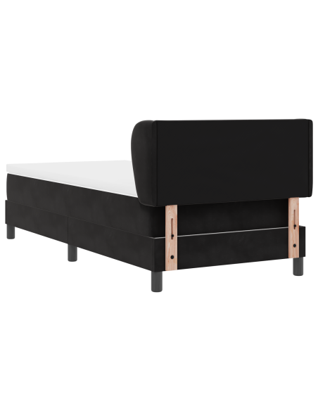 Letto a molle con materasso Nero 90 x 190 cm Velluto