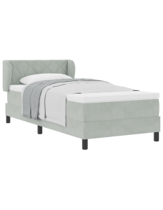 Letto a molle con materasso Grigio chiaro 90 x 200 cm Velluto