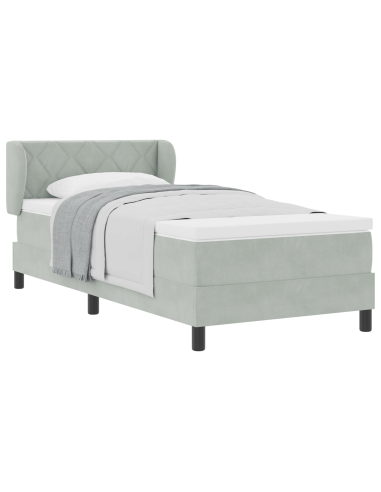 Letto a molle con materasso Grigio chiaro 90 x 200 cm Velluto
