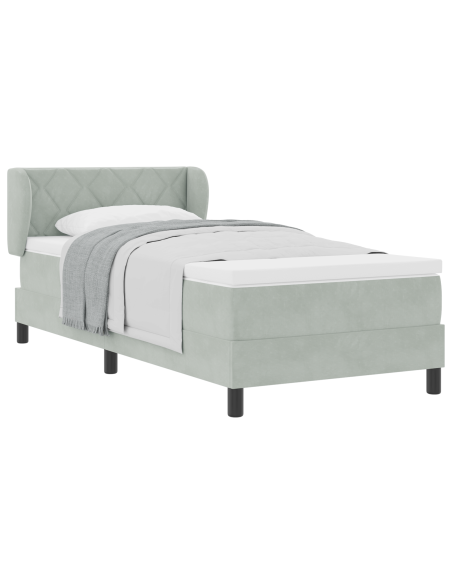 Letto a molle con materasso Grigio chiaro 90 x 200 cm Velluto