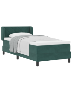 Letto a molle con materasso Verde scuro 90 x 200 cm Velluto