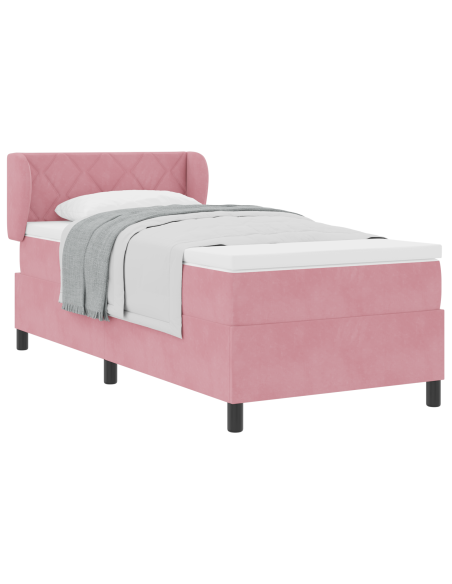 Letto Box Spring  con Materasso Rosa 90x200 cm Velluto