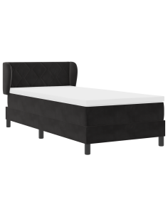 Letto a molle con materasso Nero 100 x 200 cm Velluto