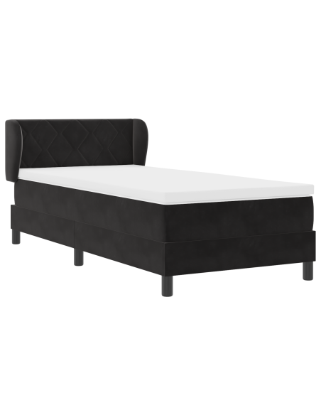 Letto con Rete a Molle e Materasso Nero 100x200 cm in Velluto