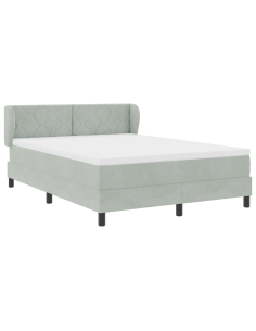 Letto a molle con materasso Grigio chiaro 140 x 200 cm Velluto
