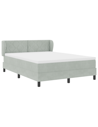 Letto a molle con materasso Grigio chiaro 140 x 200 cm Velluto