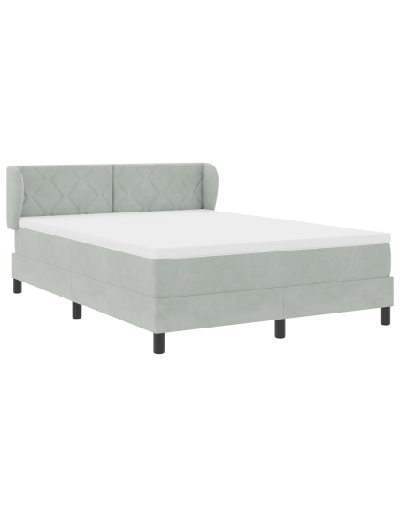 Letto a molle con materasso Grigio chiaro 140 x 200 cm Velluto