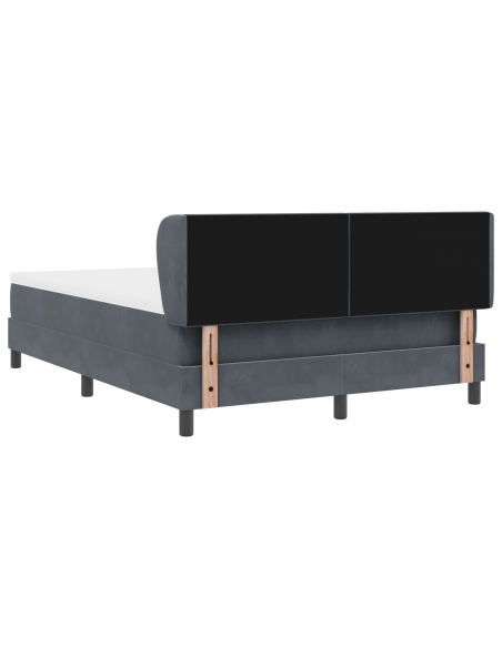 Letto Box Springs con Materasso Grigio Scuro 140x200 cm Velluto