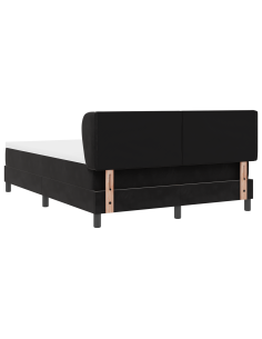 Letto a molle con materasso Nero 140 x 200 cm Velluto