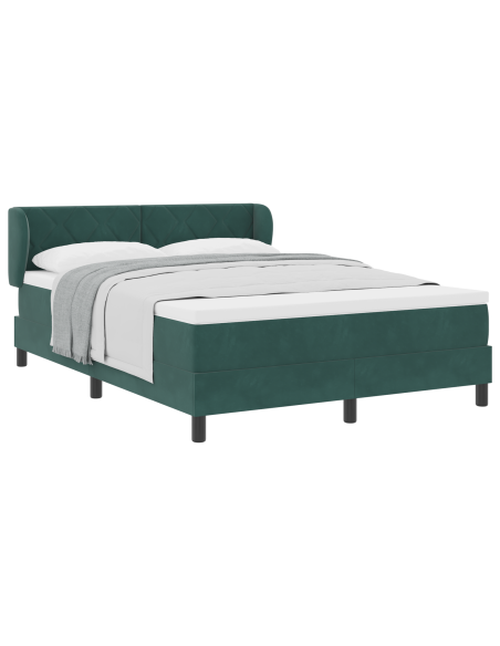Letto Box Spring con Materasso Verde Scuro 140x200 cm Velluto