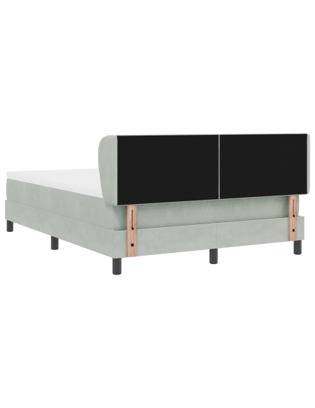 Letto Box Spring con Materasso Grigio Chiaro 160x200 cm Velluto
