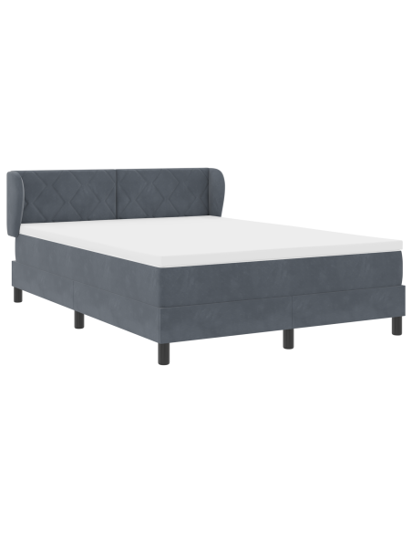 Letto Box Spring  con Materasso Grigio Scuro 160x200 cm in Velluto