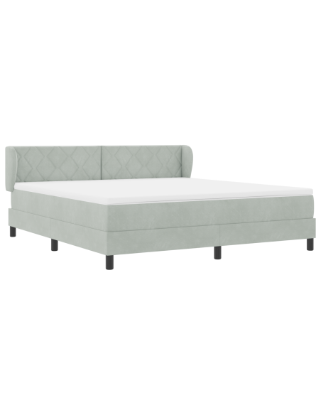 Letto Box Spring  con Materasso Grigio Chiaro 180x200 cm in Velluto