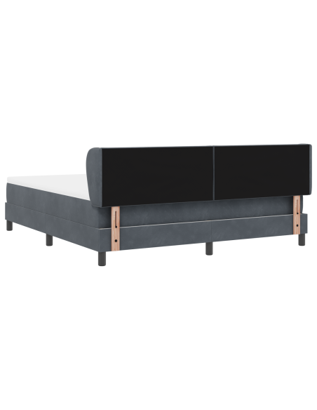 Letto Box Spring con Materasso Grigio Scuro 180x200 cm in Velluto