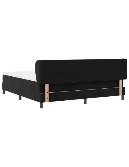 Letto Box Spring  con Materasso Nero 180x200 cm in Velluto