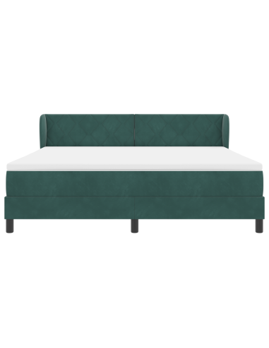 Letto a molle con materasso Verde scuro 180 x 200 cm Velluto