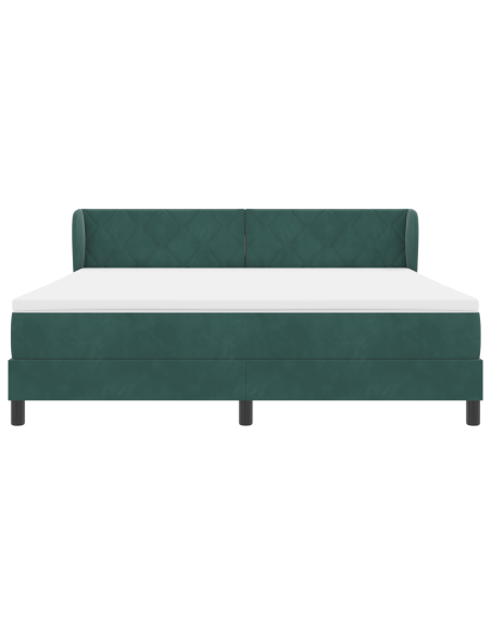 Letto a molle con testiera Verde scuro 180 x 200 cm Velluto