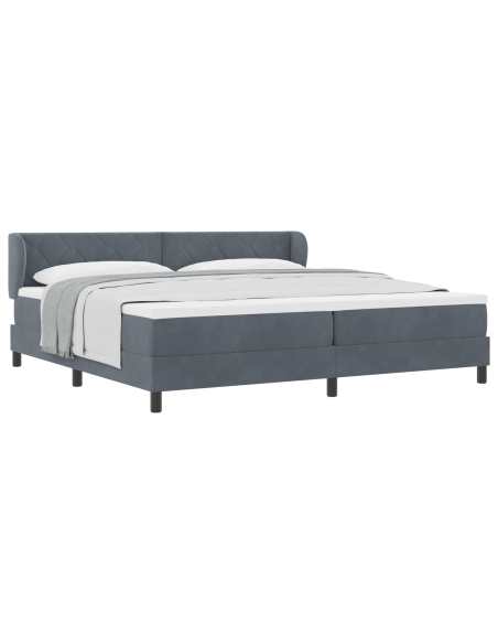 Letto a molle con materasso Grigio scuro 200 x 200 cm Velluto