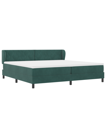 Letto Box Spring con Materasso Verde Scuro 200x200 cm in Velluto