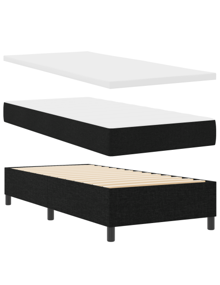 Letto Box Spring con Materasso  Nero 80x200 cm Tessuto