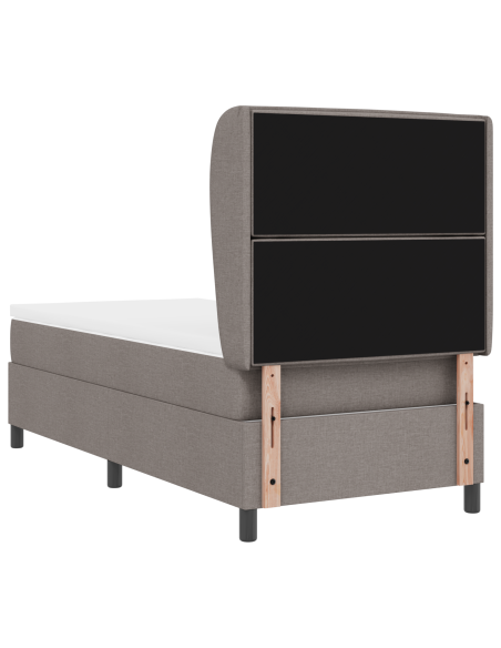 Letto con Box Spring e Materasso  in Tortora, 80x200 cm, Tessuto