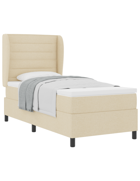 Letto a Molle con Materasso Crema 80x200 cm Tessuto