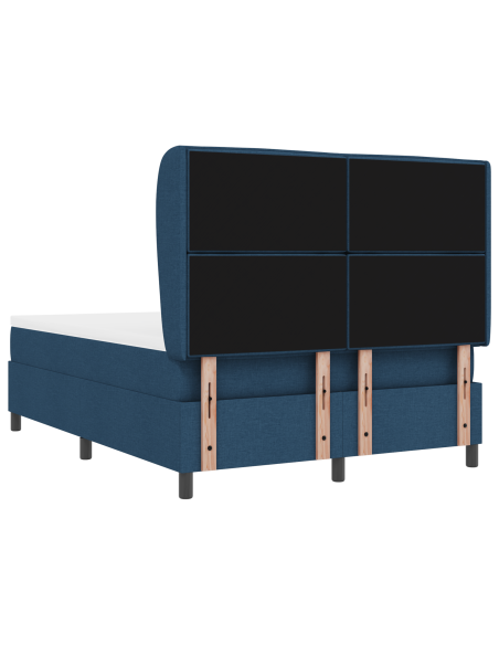 Letto a molle a box con materasso blu 140x190 cm in tessuto