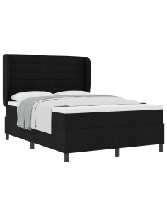 Letto a molle con materasso Nero 140 x 200 cm Tessuto
