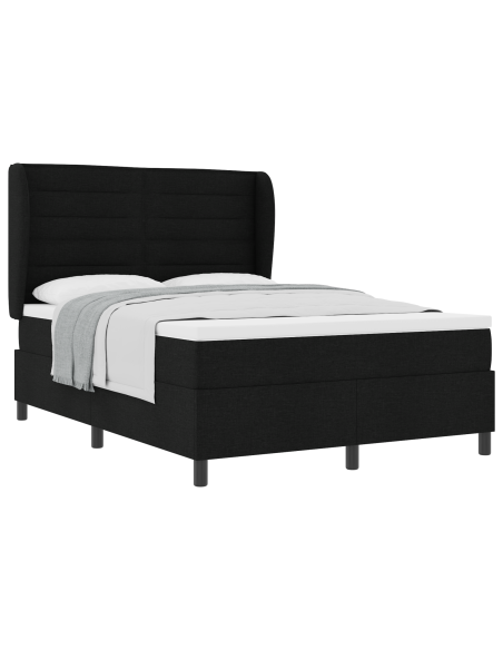 Letto Box Spring con Materasso Nero 140x200 cm Tessuto
