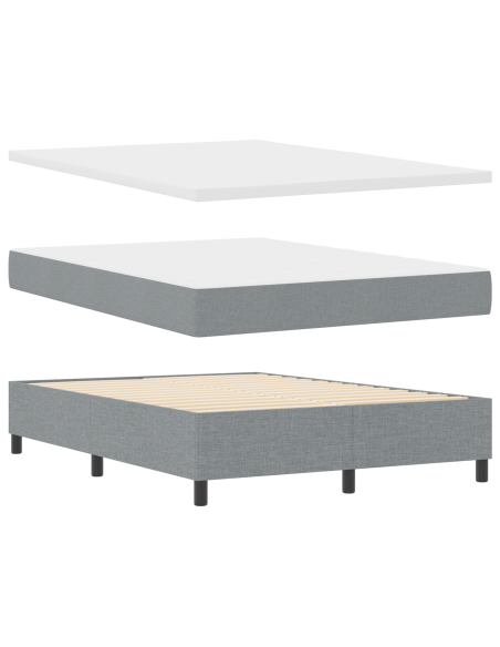 Letto Box Spring  con Materasso Grigio Chiaro 160x200 cm Tessuto