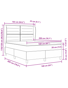 Letto a molle con materasso Talpa 160 x 200 cm Tessuto