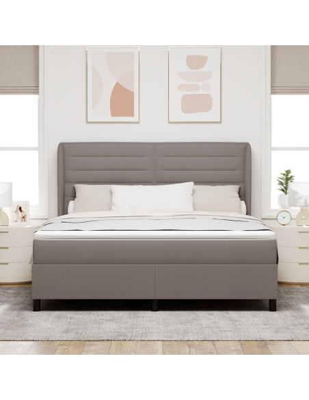 Letto a Molle con Materasso Tortora 180x200 cm Tessuto