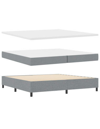 Letto a molle con materasso Grigio chiaro 200 x 200 cm Tessuto