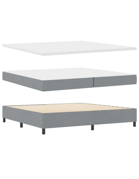 Letto a molle con materasso Grigio chiaro 200 x 200 cm Tessuto